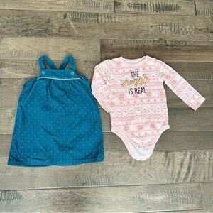 Carter’s Garanimals Toddler Girl Bundle Dress Long Sleeved Thermal Onesie 24M